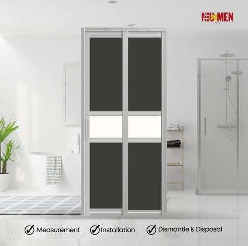 Aluminium Slide & Swing Toilet Door